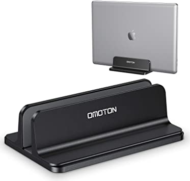 Vertical Laptop Stand, OMOTON MacBook Stand with Adjustable Dock Size, Fits All MacBook, Surface, Chromebook and Gaming Laptops(Up to 17.3 inch),Black