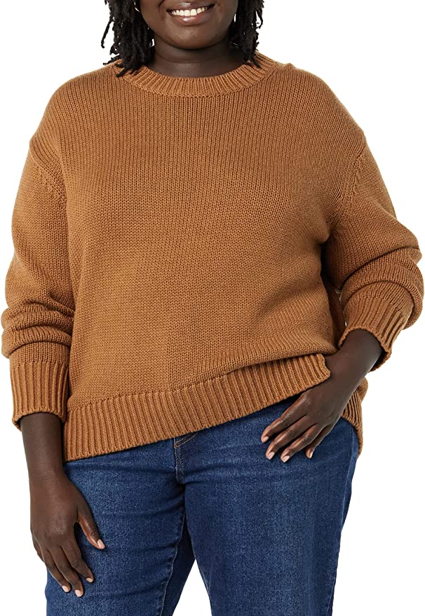 Daily Ritual Women's Oversized Long-Sleeve Boxy Crewneck Sweater