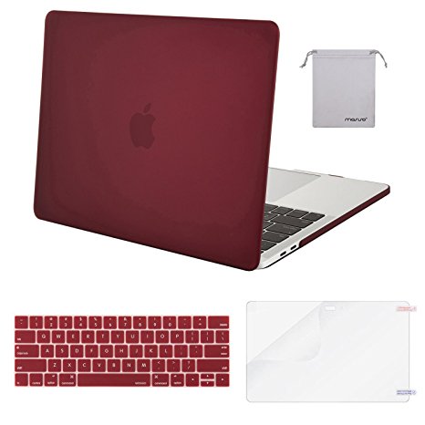 Mosiso MacBook Pro 15 Case 2017 & 2016 Release A1707, Plastic Hard Shell with Keyboard Cover with Screen Protector with Storage Bag for Newest MacBook Pro 15 Inch with Touch Bar, Marsala Red