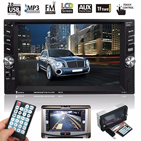 Car Radio MP5 Player, M.Way 6.6 Inch Touch Screen 2DIN Car MP5 Player Bluetooth Stereo Radio Player In Dash with Bluetooth USB TF Card Wireless Remote Control