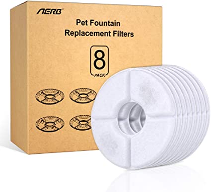 Aerb Replacement Water Fountain Filter, Cat Fountain Replacement Filter with Activated Carbon (8 Packs)