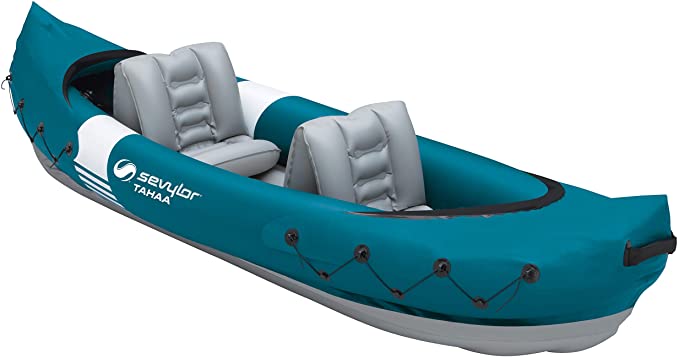 Sevylor Tahaa Kayak, Inflatable Canoe for 2 persons, Inflatable Boat, Paddle Boat with Robust PVC Outer Shell, Straps for Fastening Luggage, Bar Construction for High Stability on the Water