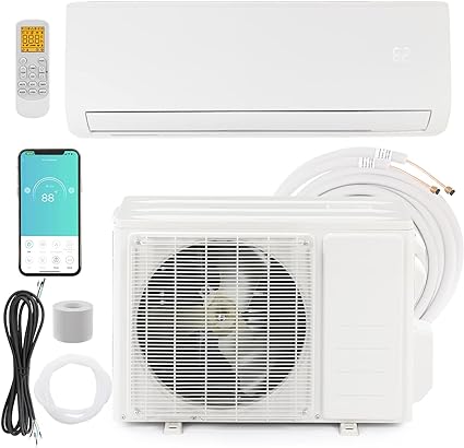 9,000 BTU Wifi Enabled Mini Split AC/Heating System with Inverter, 19 SEER 115V Energy Saving Ductless Split-System Air Conditioner with Pre-Charged Condenser, Heat Pump & Installation Kit