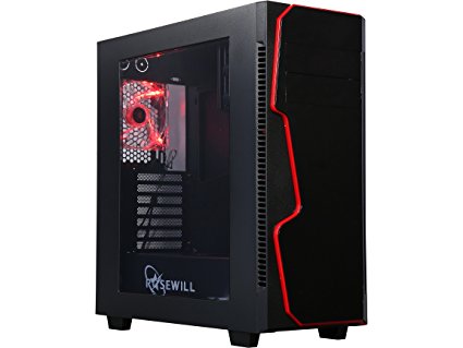 Rosewill GUNGNIR X ATX Mid Tower Gaming Computer Case, Full-Size Window Panel, Three Fans Pre-Installed, USB 3.0 x 2