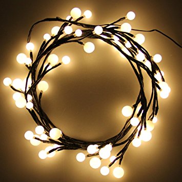 Ball String Lights, CroLED LED Rattan Globe String Lights Decorative Lights Twinkle Lights for Indoor/Outdoor, House DIY, Wedding, Party, 8 Modes Dimmable, IP65 Waterproof(Warm White)