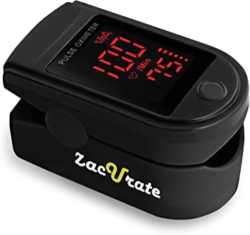 Zacurate® Pro Series CMS 500DL Fingertip Pulse Oximeter Blood Oxygen Saturation Monitor with Silicone Cover, Batteries and Lanyard (Mystic Black)