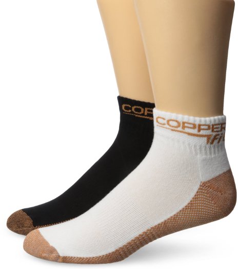 Copper Fit Ankle Socks (2 Pair), Black & White, Large
