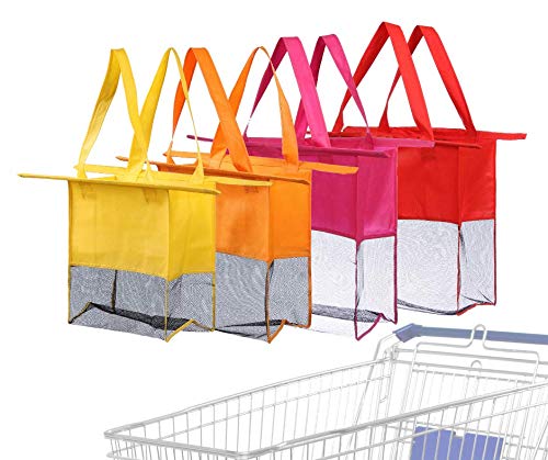 Reusable Shopping Cart Bags and Grocery Organizer Designed for Trolley Carts by Modern Day Living … (Green) (Red Purple Orange Yellow)