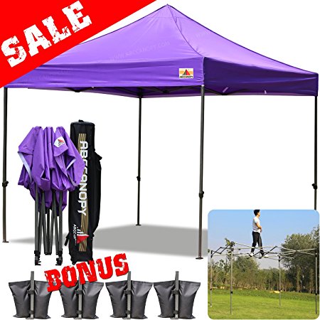 AbcCanopy 10x10 Pop up Tent Instant Canopy Commercial Outdoor Canopy with Wheeled Carry Bag and 4x Weight Bag (purple)