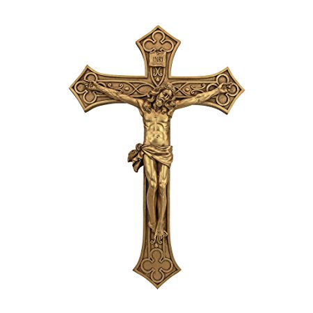 Design Toscano Gothic Christ on the Cross Crucifix Wall Sculpture, Large