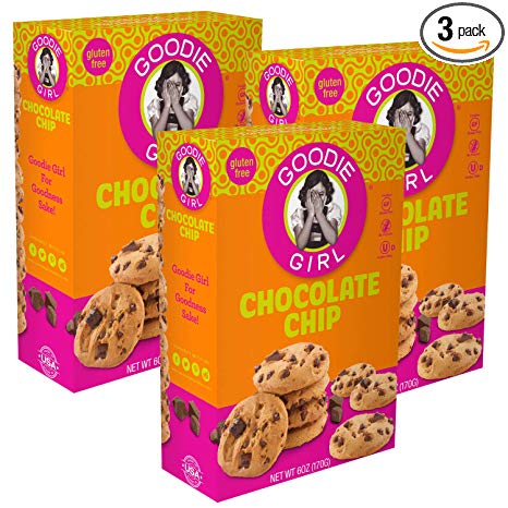 Goodie Girl Cookies, Chocolate Chip Gluten Free Cookies, Peanut Free Cookies, Kosher (7oz Box, Pack of 3)