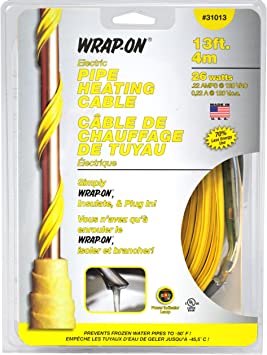 Wrap-On Pipe Heating Cable - 13-Feet, 120 Volt, Built-in Thermostat, Low Wattage - 31013