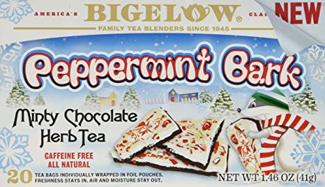 Bigelow Tea Peppermint Bark Minty Chocolate Herbal Tea, 20 Count