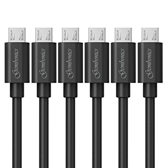 Micro USB Cables Gembonics [6-Pack] Premium 1ft High Speed USB 2.0 A Male to Micro B Sync and Charge Cables for Android, Samsung, HTC, Motorola, Nokia and other Micro USB Charged Devices (Black)