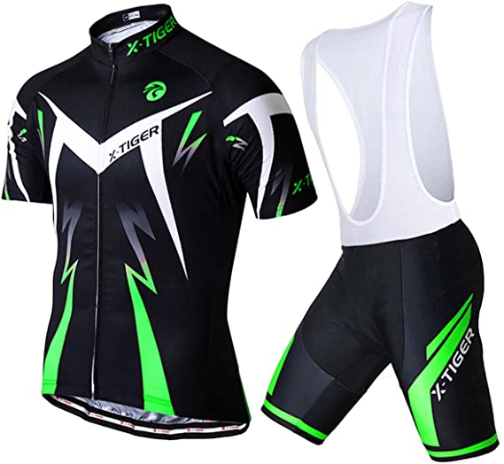 X-TIGER Men's Cycling Jersey Set,Biking Short Sleeve Set with 5D Gel Padded Shorts,Cycling Clothing Set for MTB Road Bike