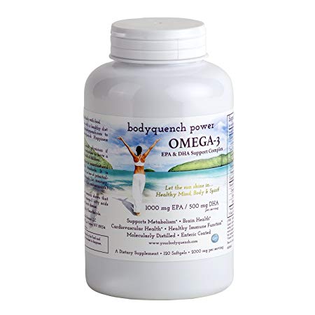 Omega-3 High Potency DHA and EPA Support Complex - 2000 mg Natural Fish Oil Concentrate Supplies 1000 mg EPA   500 mg DHA per Serving, 120 Softgels