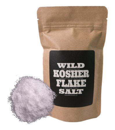 Kosher Flake Sea Salt by Wild Foods, Unrefined, 100% natural, Pacific Ocean Harvested Sea Salt for Cooking, Marinating, Brining, Finishing Healthy Recipes (8 ounce)