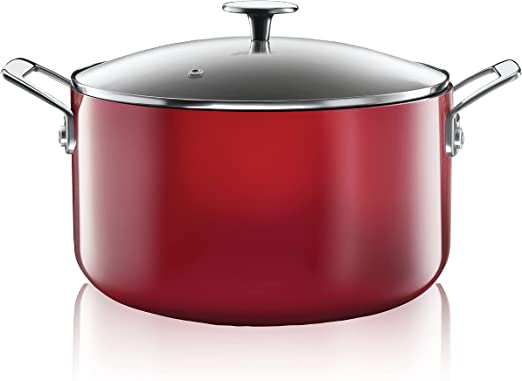 Granitestone Diamond 5 Qt Nonstick Stock Pot Soup Pot Pasta Pot Stew Pot with Tempered Glass Lid-Oven & Dishwasher Safe-100% PFOA FREE - Red