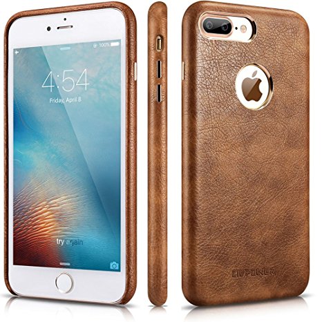 iPhone 7 Plus Case by CIVPOWER [Vintage Classic Series] Premium PU Leather Case Protective Back Cover with [Ultra Slim] for Apple iPhone 7 Plus (Brown)