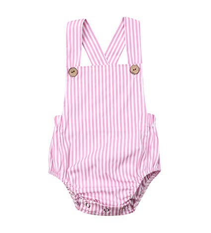 doublebabyjoy Newborn Baby 1 Piece Summer Romper Baby Girl Boy Solid Color Jumpsuit Sleeveless Backless Overalls Outfits