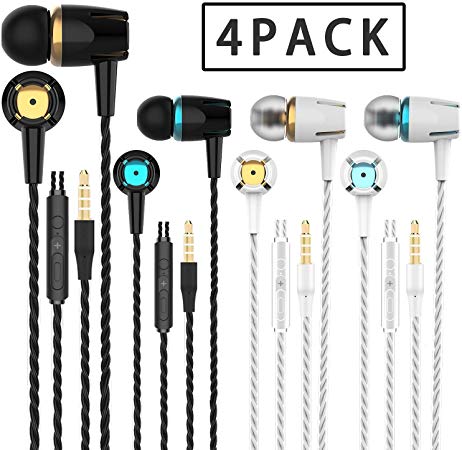 A9 Headphones Earphones Earbuds Earphones, Noise Islating, High Definition, Stereo for Samsung, iPhone,iPad, iPod and Mp3 Players (Mixed Color 4 Pairs) (Mixed Color 4 Pairs)