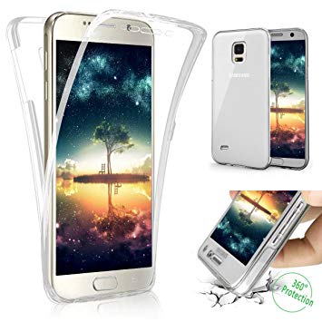 Galaxy S5 Case,ikasus [Full-Body 360 Coverage Protective] Crystal Clear Ultra-Slim Scratch-Resistant Front   Back Full Coverage Soft Clear TPU Silicone Rubber Case Cover for Samsung Galaxy S5,Clear