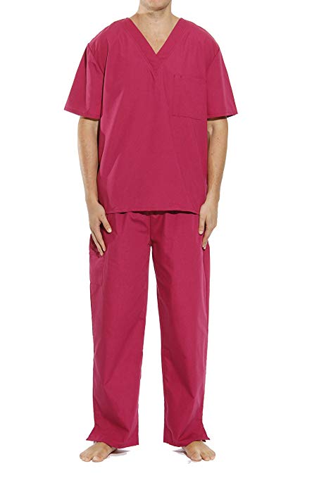 Tropi Mens Unisex Scrub Sets 4 Pocket Medical Scrubs Uniform (V-Neck)