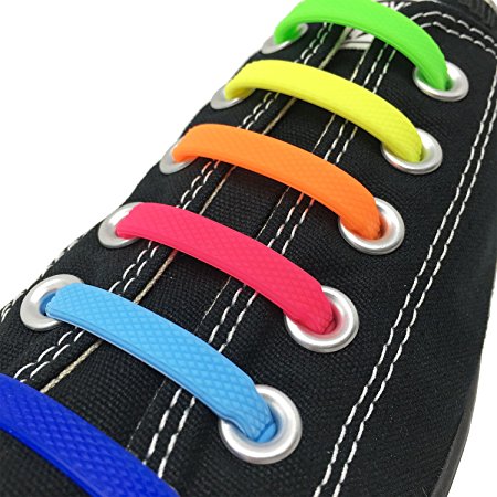 Joyshare No Tie Shoelaces for Kids and Adults - Waterproof Silicon Flat Elastic Athletic Running Shoe Laces with Multicolor for Sneaker Boots Board Shoes and Casual Shoes