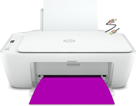 HP DeskJet 27 42e Series Wireless Inkjet Color All-in-One Printer - Print Copy Scan - Mobile Printing - USB Connectivity - Print Up to 7.5 ISO PPM - Up to 4800 x 1200 DPI - White   Printer Cable