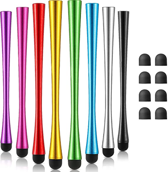 Outus 8 Pieces Slim Waist Stylus with 8 mm Fiber Tips Stylus Pens Capacitive Stylus for Touch Screens Devices Compatible with iPhone, iPad, Tablet (8 Colors)