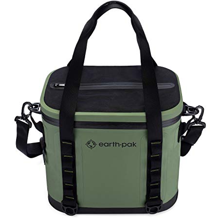 Earth Pak Heavy Duty Waterproof Soft Cooler Bag for Hiking, Camping, Sports, Hunting, Fishing, Boating, Beach Trips - Ultra Thick Insulation, Fits up to 20 Cans