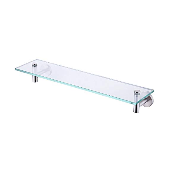 KES 20-Inch Glass Shelf Bathroom Storage Organizer Shelf with 8 MM-Thick Tempered Glass and Brushed Nickel Metal Bracket Wall Mount Rectangular, A2021-2