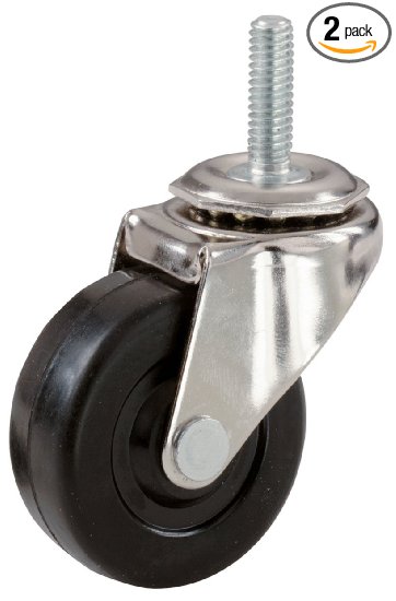 Shepherd Hardware 9344 2-Inch Threaded Stem Casters, 5/16-Inch Stem Diameter, 80-lb Load Capacity, 2-Pack