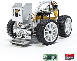 SunFounder Video Robot Car Kit with Raspberry Pi Zero 2 W 32G TF Card, Python/Blockly (Like Scratch), Rechargeable Batteries, Ideal for Engineers and Students