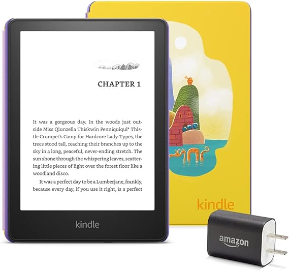 Kindle Paperwhite Kids Essentials Bundle Including Kindle Kids Device - (16 GB), Kids Cover - Robot Dreams, Power Adapter, and Screen Protector