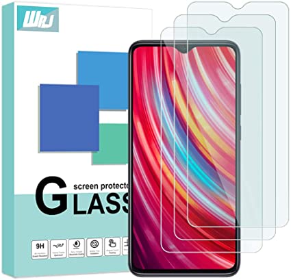 [3-Pack] WRJ Screen Protector for Xiaomi Redmi Note 8 Pro (6.53 Inch),HD Anti-Scratch Anti-Fingerprint No-Bubble 9H Hardness Tempered Glass, Lifetime Replacement Warranty