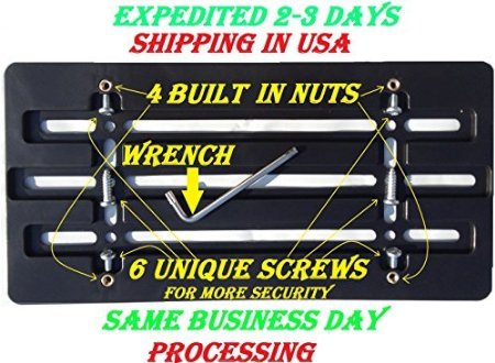 Universal Front Bumper License Plate Bracket   6 Unique Screws and Wrench Kit