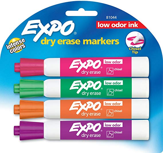 Sanford EXPOLow Odor Dry Erase Marker, Chisel Tip, Assorted (81044)