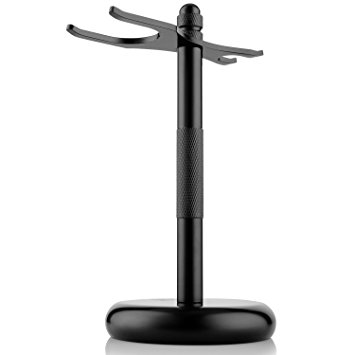 Miusco Luxury Safety Razor and Brush Stand, Matte Black