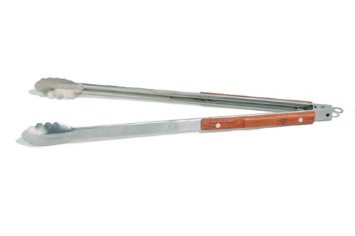 Outset QB22 Extra-Long Stainless-Steel Barbecue Tongs with Rosewood Handles