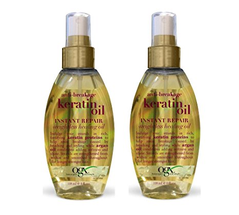 OGX Anti-Breakage Keratin Oil Instant Repair Weightless Healing Oil (4 Ounce)- Pack of 2