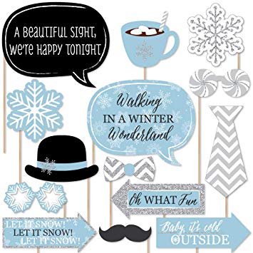 Big Dot of Happiness Winter Wonderland - Snowflake Holiday Party & Winter Wedding Photo Booth Props Kit - 20 Count