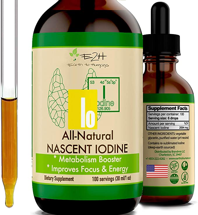 Liquid Iodine Supplement for Thyroid Support and Cognitive Function - Potent All-Natural Nascent Iodine Drops - Boost Your Metabolism and Energy Levels Naturally - Vegan Friendly - 100 Servings