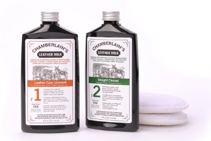 Leather Milk Leather Cleaner and Conditioner SET  Liniment No 1 - Cleaner No 2  8 oz