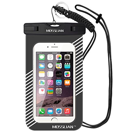 MOSSLIAN Waterproof Case By, Top Notch Dry Bag,Sensitive TPU Screen,IPX8 Certified,Underwater Cover Protective To Depth of 100 Feet for iPhone X,8,7 Plus,6,Samsung Galaxy S7.Devices Up To 6.0"