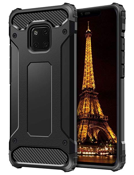 Coolden Rugged Tough Dual Layer Armor Case for Huawei Mate 20 Pro Protective Case Heavy Duty Hard Back Shock Absorption Protection Shockproof Case Phone Case Cover for Huawei Mate 20 Pro (Black)