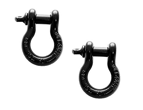 2-Pack of 3/4" Black D-ring Shackle, 4 3/4 tons WLL