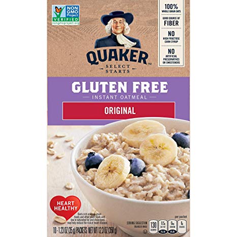 Quaker Instant Oatmeal, Gluten Free Original, Breakfast Cereal, 10 Packets