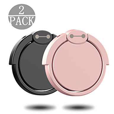Finger Ring Stand 2 Pack, Muanbol 360¡ã Rotary Cell Phone Holder Finger Loop Grip Mount Universal Smartphone Kickstand for iPhone 6/6s Plus, iPhone 7/7 Plus, Samsung Galaxy S8/S8 -Black  Rose gold