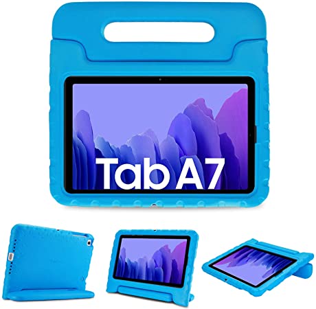 ProCase Kids Case for Samsung Galaxy 2020 Tab A7 10.4" (Model SM-T500/ T505/ T507), Shock Proof Convertible Handle Stand Cover Light Weight Kids Friendly Super Protective Case -Blue